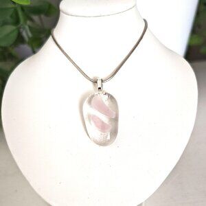 OOAK handmade pendant necklace, Sculptured fused glass jewelry + necklace
